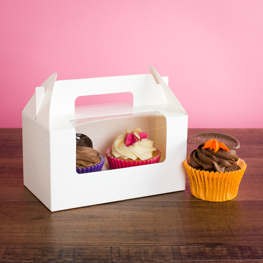 Still life product photo of cupcake box